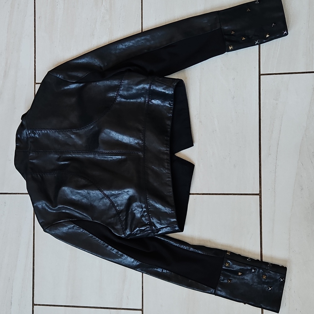 BCBGMaxAzria Black Studded Leather Jacket [Size M] - Picture 3 of 13